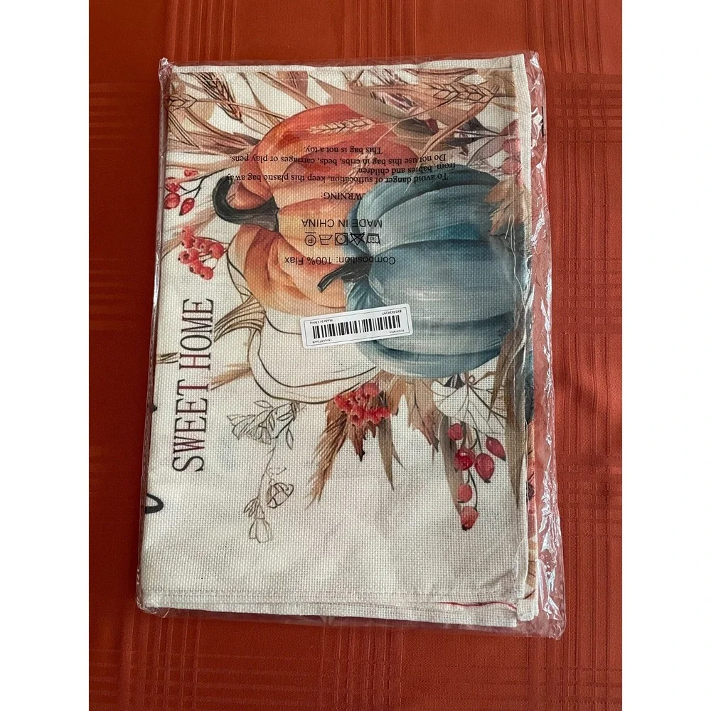 1pc Autumn Home Sweet Home Pumpkins Table Runner  72 Inches Long Burlap